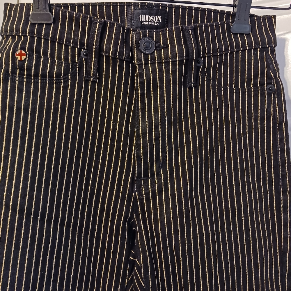 👖HUDSON NEW!! Black&Gold Stripes DENIM,🇺🇸Made in U.S.A.,Nice Gift.🎁 - Picture 8 of 8